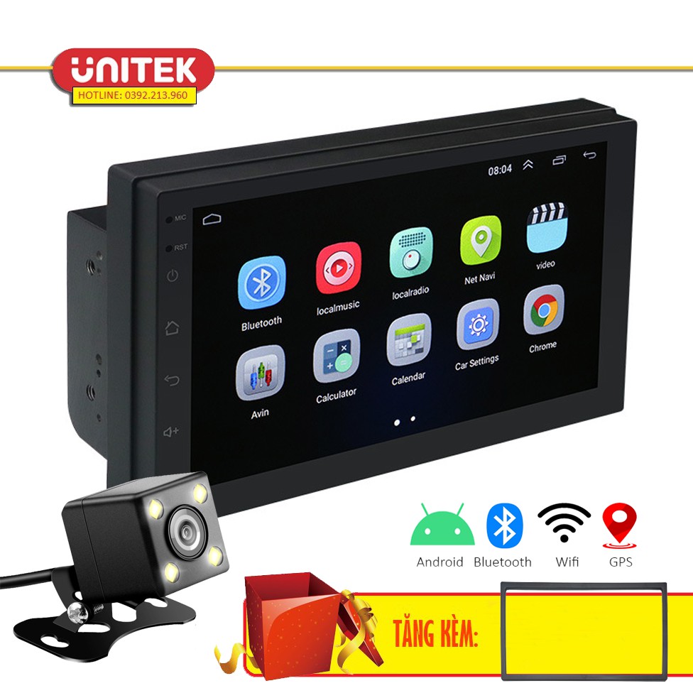 Màn Hình Cảm Ứng LCD 7 inch Hỗ Trợ Nghe Nhạc MP5 Bluetooth Wifi GPS Android 9.1 (Hỗ trợ Tiếng Việt) Tặng Kèm Mặt Dưỡng