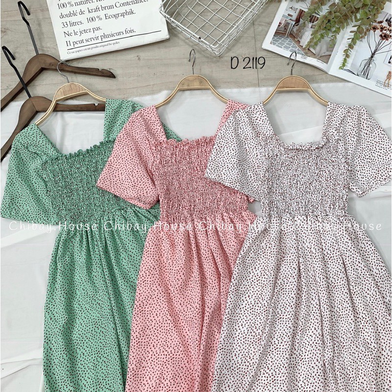 Đầm maxi hoa bo thun  D2119