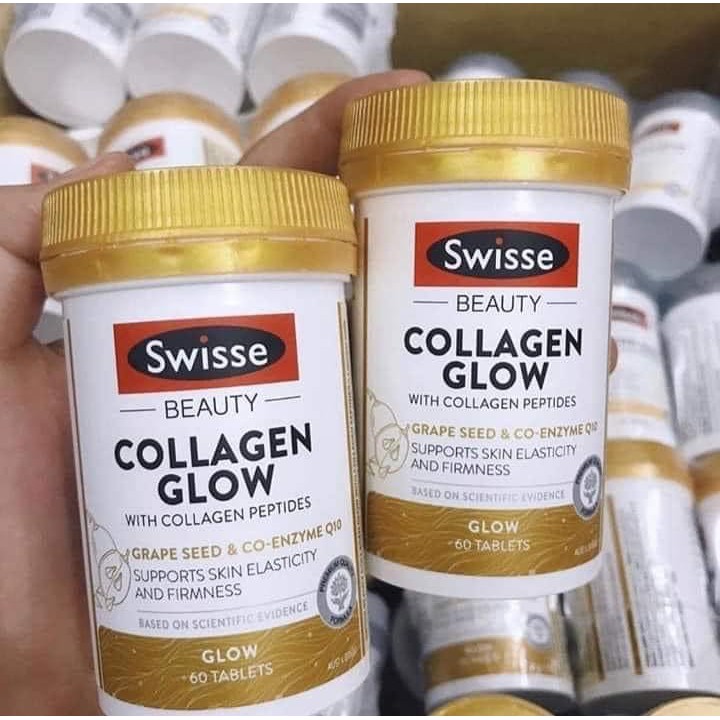 [Hàng đủ bill Chemist] Viên uống bổ sung Swisse Beauty Collagen Glow with Collagen Peptides 60v Úc