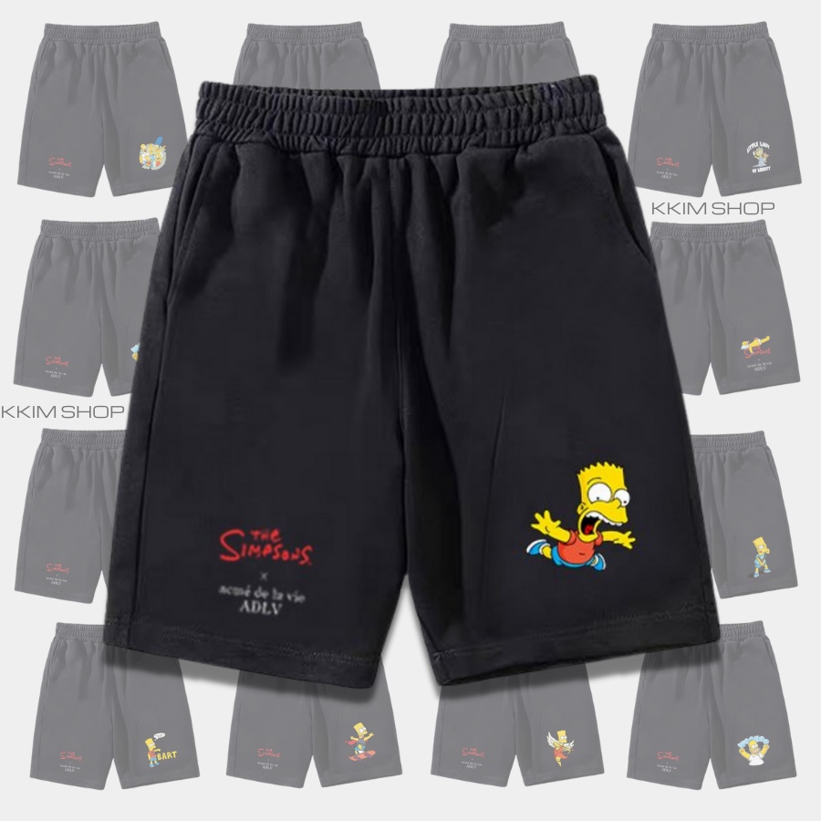 QUẦN SHORT ADLV The Simpsons Nam Nữ, quần đùi thun unisex form rộng thể thao, lửng cộc ngắn mặc nhà KKIMSHOP