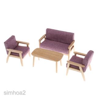Bộ Bàn Ghế Sofa Phòng Khách Mini Màu Tím 2 Món Trang Trí Nhà Búp Bê