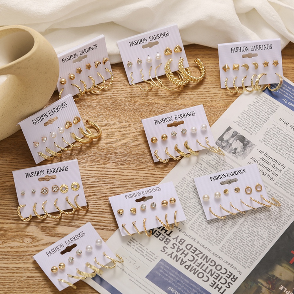 Set 6 đôi khuyên tai phong cách Hàn Quốc xinh xắn dành cho nữ