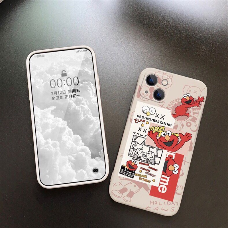 Ốp Điện Thoại Silicon Dẻo Vuông Hình Sesame Street Elmo IPhone 14 13 12 11 Pro Max Plus Mini X XS XR Xsmax 6 6S 7 8 Plus