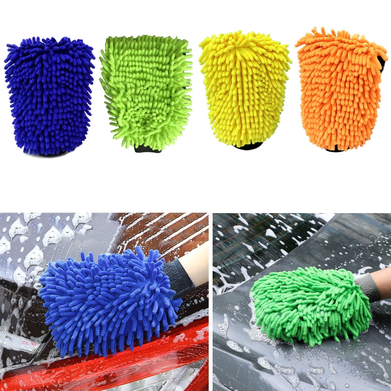 Găng Tay Rửa Xe Chất Liệu Microfiber Mềm Mại Không Xơ Vải