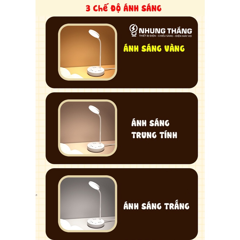 Ổ Cắm Điện Thông Minh Kiêm Đèn Bàn OD-324 - Tích Hợp Đèn Chiếu Sáng - 3 Chế Độ Ánh Sáng - Dây Điện Dài 2m8 - BH 1 Năm