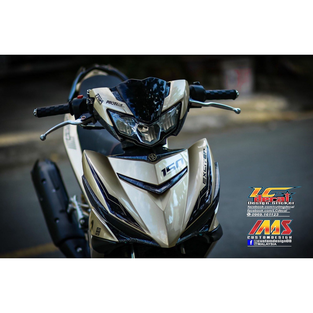 [Siêu Sale] [FreeShip] Tem Decal Rời mẫu chỉ đen cho Exciter 150 vàng đồng cực chất - có thể đổi màu theo xe