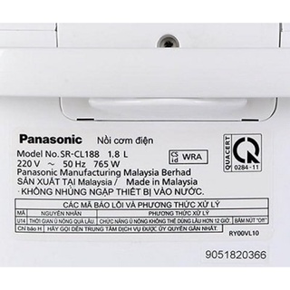Nồi cơm điện tử Panasonic 1.8 lít SR-CL188WRA( HÀNG MỚI 100% BẢO HÀNH CHÍNH HÃNG  12 THÁNG )
