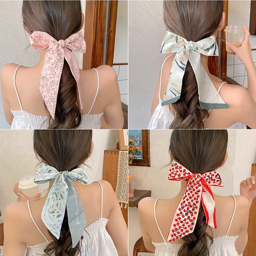 Dây Buộc Tóc Thắt Nơ Bằng Vải Lụa Mỏng Thời Trang Hàn Quốc Cho Nữ