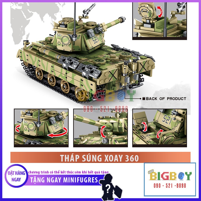 [GIẢM GIÁ] Đồ Chơi Xếp Hình Lego Xe Tank Quân Sự Cao Cấp 0108, 858PCS, Chất Liệu ABS