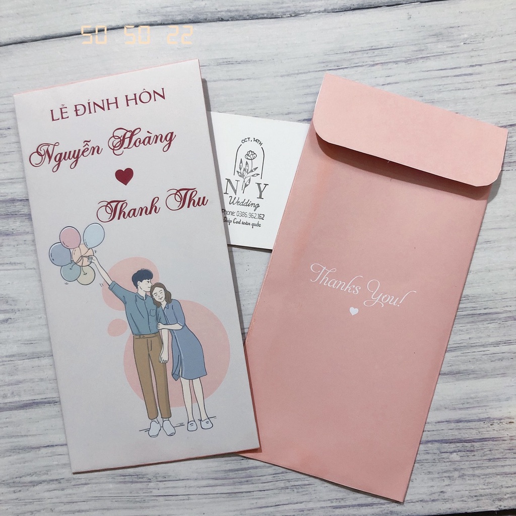 Lì xì ăn hỏi - Lì xì đám cưới in hình dâu rể nhiều mẫu