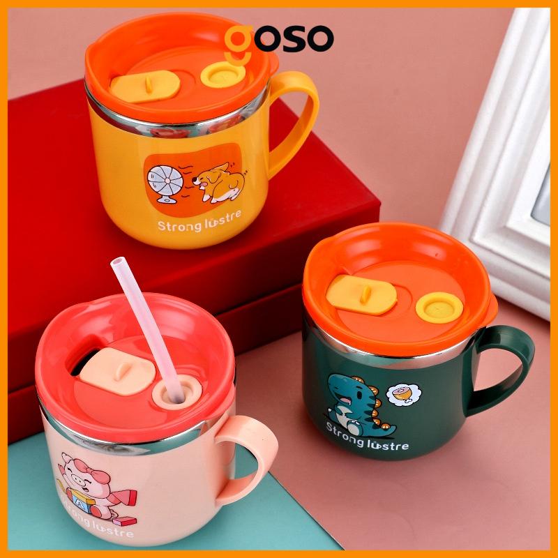 Cốc Giữ Nhiệt, Ly Giữ Nhiệt In Hình Thú Đáng Yêu, Kèm Ống Hút Cho Bé Cao Cấp