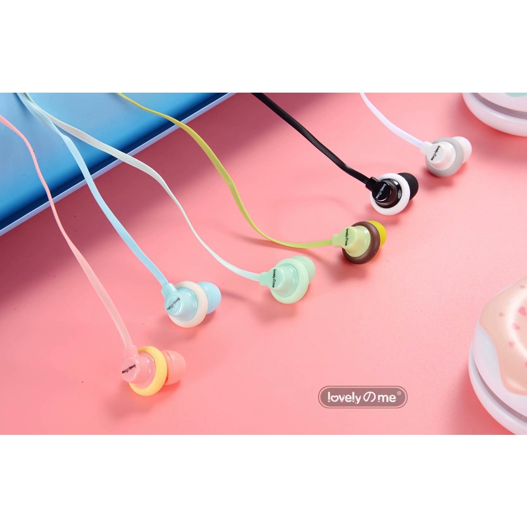 Tai nghe nhét tai có dây hình bánh kém siêu đẹp, tai nghe có mic kèm hộp đựng dễ thương nghe siêu hay - BH 12T - Q17