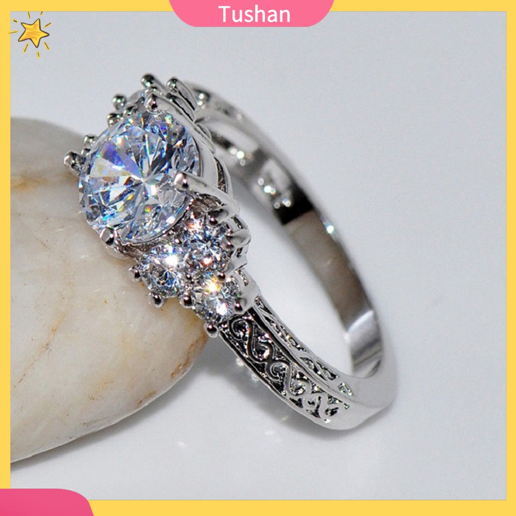 Nhẫn đính đá zirconia giả thời trang sang trọng cho nữ dự tiệc