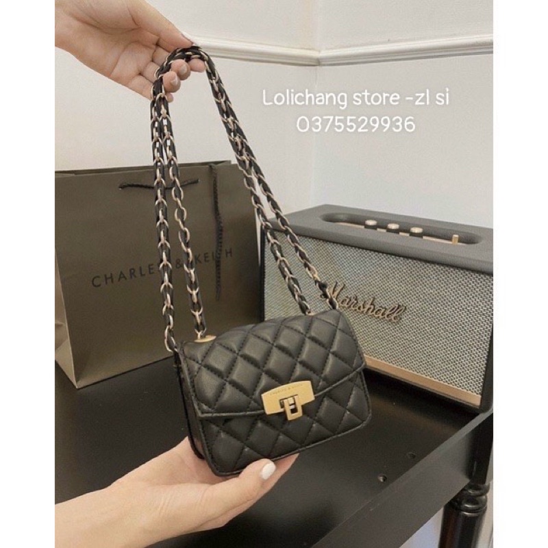 Túi Đeo Vai khoá gập trần ô siêu xinh, hàng loại đẹp lót đỏ