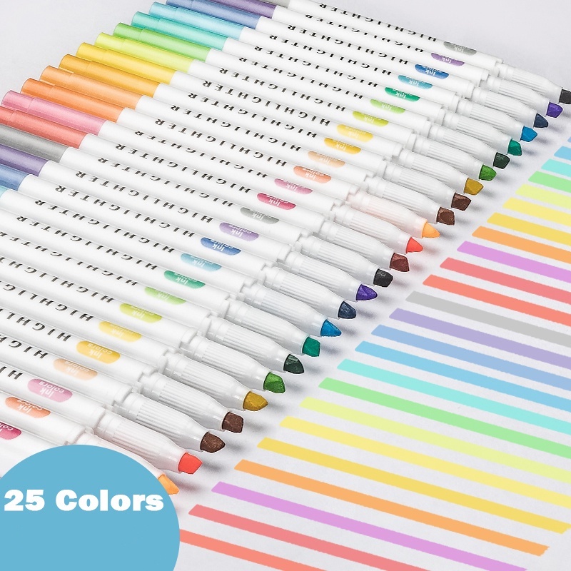 Bút đánh dấu 2 đầu có 25 màu sắc khác nhau tùy chọn