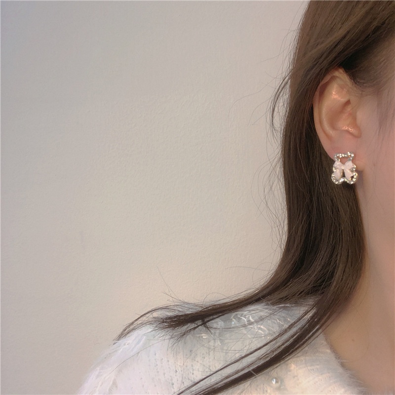 Khuyên Tai Hình Gấu Thắt Nơ Dễ Thương Thời Trang Mùa Xuân 2022