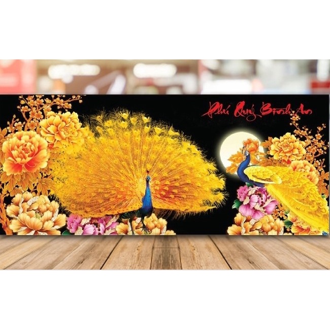 Tranh thêu phú quý bình an kt 89X43 cm