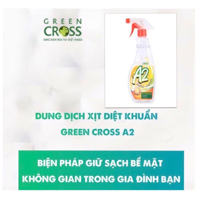 Dung dịch diệt khuẩn bề mặt Green Cross A2 chai xịt 500ml - Hương Tự Nhiên