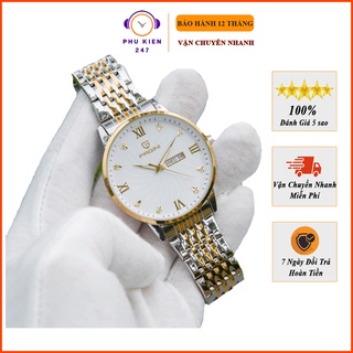 Đồng Hồ Nam Pagini PA5588 Chống Nước Chống Xước, Kim Dạ Quang Có Lịch Thứ Và Ngày, Kiểu Dáng Sang Trọng Đính Đá Cao Cấp