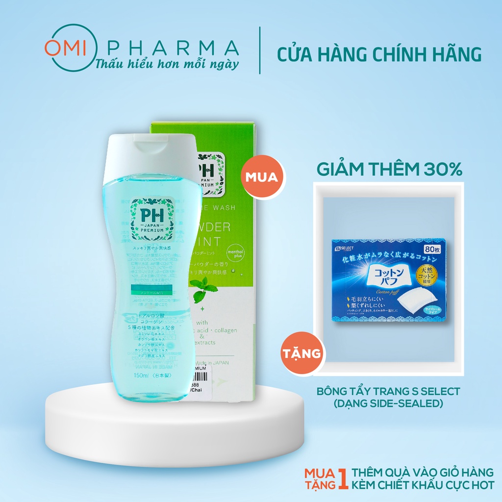 Dung Dịch Vệ Sinh Hoàn Toàn Tự Nhiên PH Care PH Japan Premium Powder Mint Hương Bạc Hà (150ml)