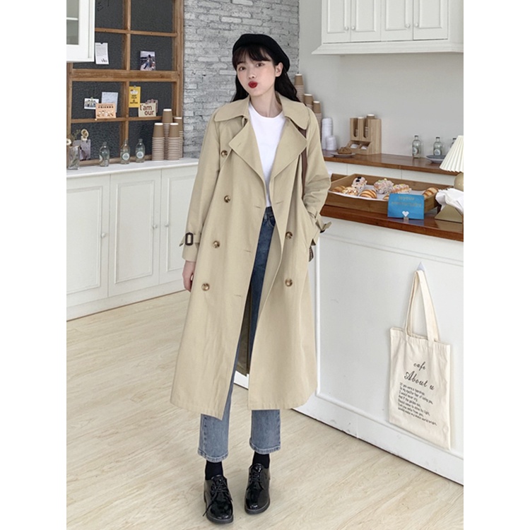 Áo măngto kaki dáng dài Hàn Quốc