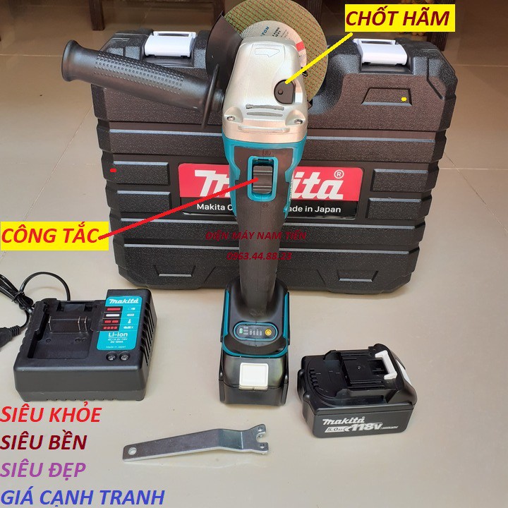 Máy Mài Góc Dùng Pin MAKITA 118V Động Cơ Không Chổi Than - Máy Cắt Chạy Pin 10 Cell