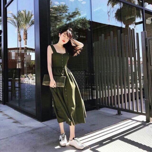 DM572 - Đầm Maxi Hai Dây Nút Trước Nhiều Màu | BigBuy360 - bigbuy360.vn