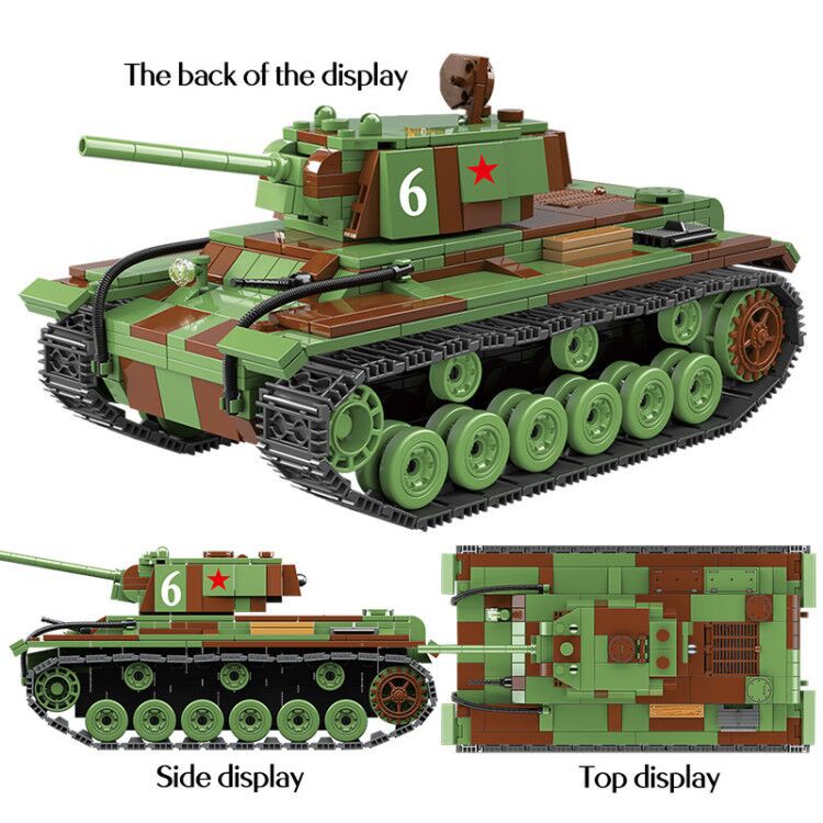 Dộ đồ chơi lắp ráp quân xe tănk Lego Military KV-1 Heavy Panzer Tank WW2 Tank Technic Soldier Weapon Bricks 100070