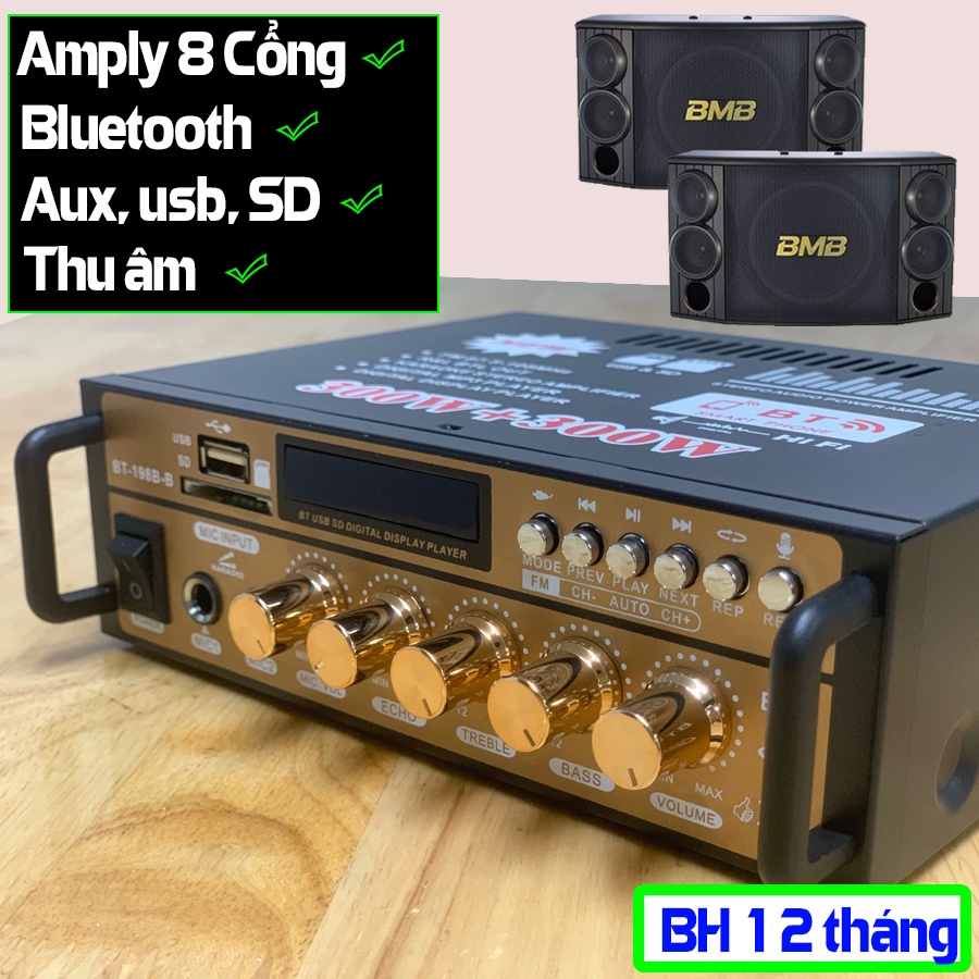 Ampli Mini, Amly Bluetooth BT198A Cao Cấp Loại Tốt Amply Hát Karaoke Gia Đình Amply Mini Gia Re, Cổng Usb, Thẻ Sd