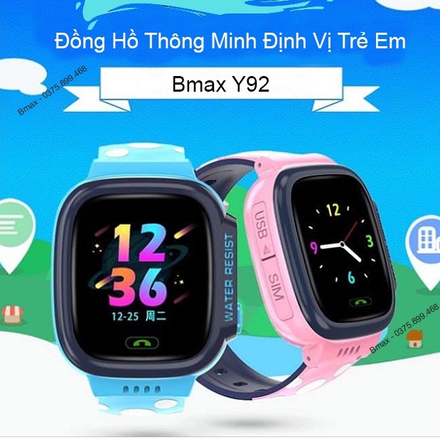 Đồng hồ thông minh trẻ em cao cấp Y92 định vị cảm ứng chống nước lắp sim nghe gọi 2 chiều có tiếng việt kết nối mạng 3G