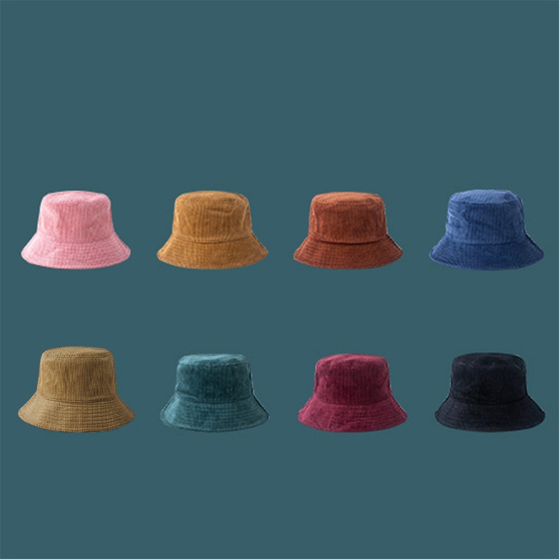 Nón Bucket Vải Nhung Kẻ Sọc Màu Sắc Thời Trang Mùa Đông Cho Nam Và Nữ