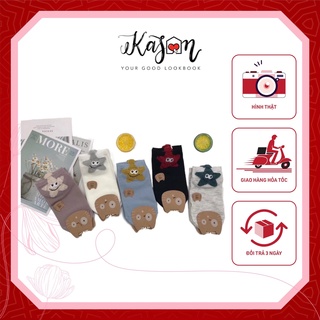 Tất vớ nữ cổ ngắn họa tiết ngôi sao mẫu ngẫu nhiên