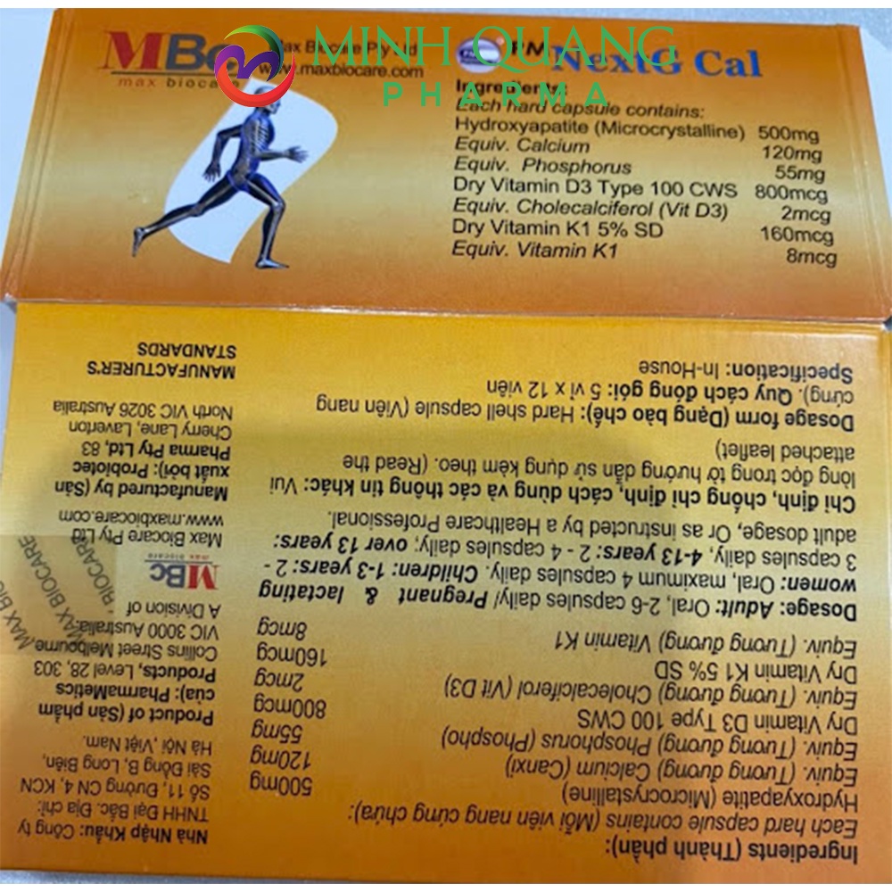 Viên uống bổ sung canxi NEXTG CAL hộp 60 viên