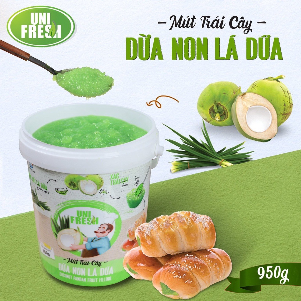 MỨT TRÁI CÂY VỊ DỪA NON LÁ DỨA-COCONUT-UNIFRESH