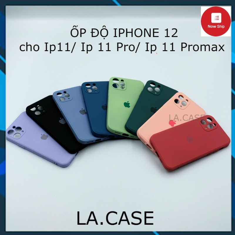 Ốp VUÔNG IPHONE 11/ 11 PRO/ 11 PROMAX  logo táo- ỐP ĐỘ IPHONE12 DÀNH CHO IP11 - FULL VIỀN - BẢO VỆ CAMERA