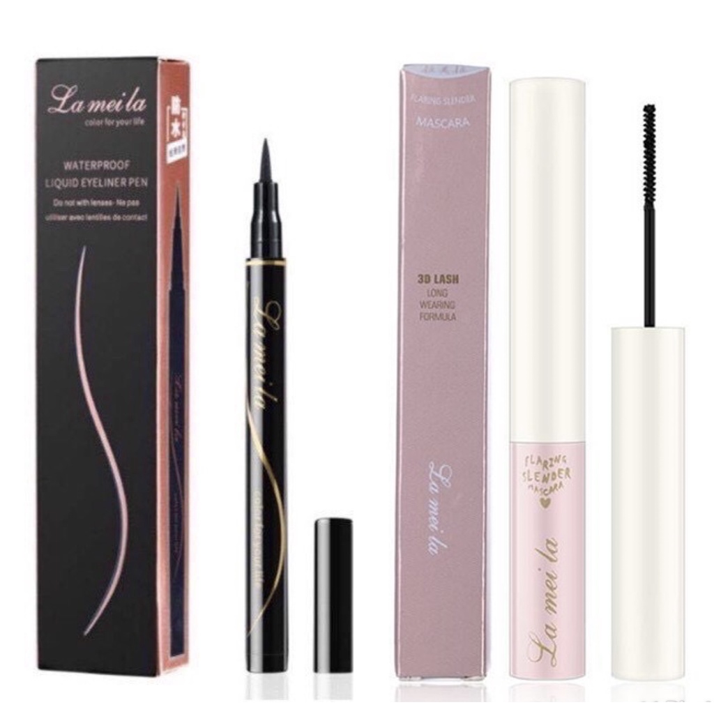 Kẻ Mắt Nước Lameila + Chuốt Mi Mascara Làm Dày Mi Cong Mi Không Trôi Chống Thấm Nước Chính Hãng 100%