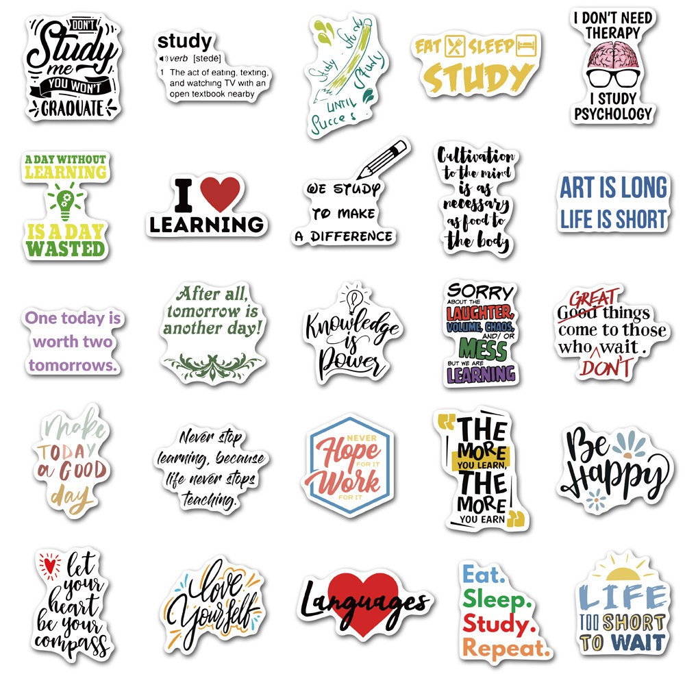 ⌂⌂ New 50 Graffiti stickers that do not repeat English learning slogans 【Goob】
