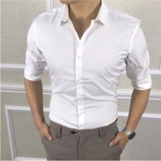 Áo sơ mi nam Kojiba trơn dài tay ôm sát người SML020