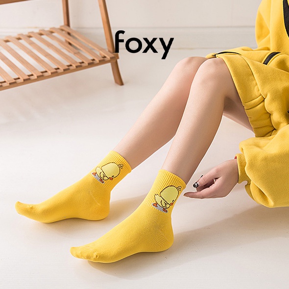 Tất Nữ Cổ Ngắn Vớ Nữ Cổ Ngắn Vịt Vàng Dễ Thương Hottrend Foxy - FOS019