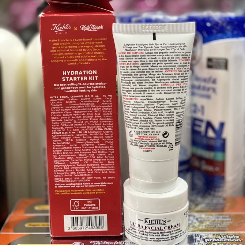 Set Sữa rửa mặt Kiehl's Ultra Facial Cleanser 75ml + kem dưỡng 28ml