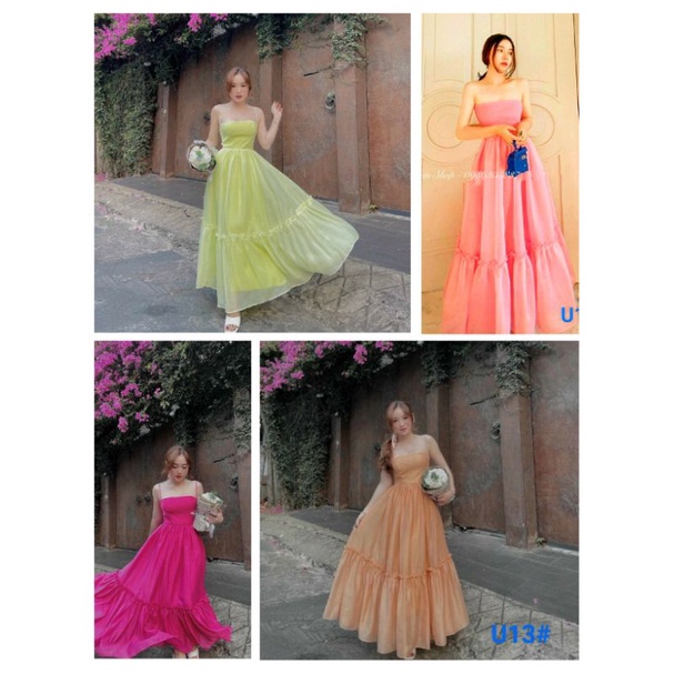 Đầm maxi 2 dây xoè phồng xinh xắn-hàng thiết kế