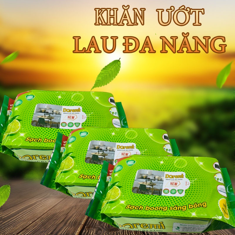 Khăn ướt lau bếp đa năng 50 miếng kháng khuẩn khử mùi ̣(KHĂN ƯỚT BẾP XANH LÁ)