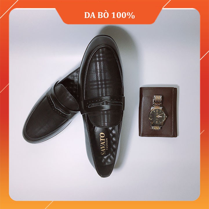 Giày lười công sở nam [DA BÒ THẬT 100%-CÓ VIDEO] Giày lười đế cao hot trend 2020  | BigBuy360 - bigbuy360.vn