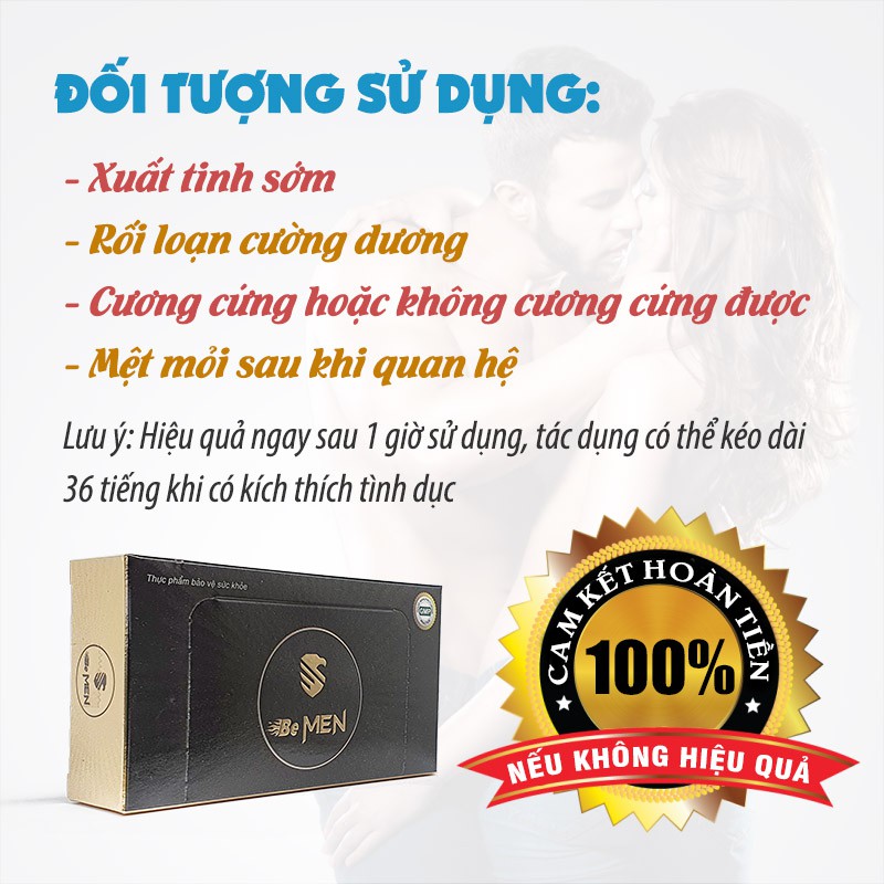 TĂNG CƯỜNG SINH LÝ NAM  - Chống xuất tinh sớm - Viên uống BeMEN - Hiệu quả tức thì - Cảm xúc bền lâu