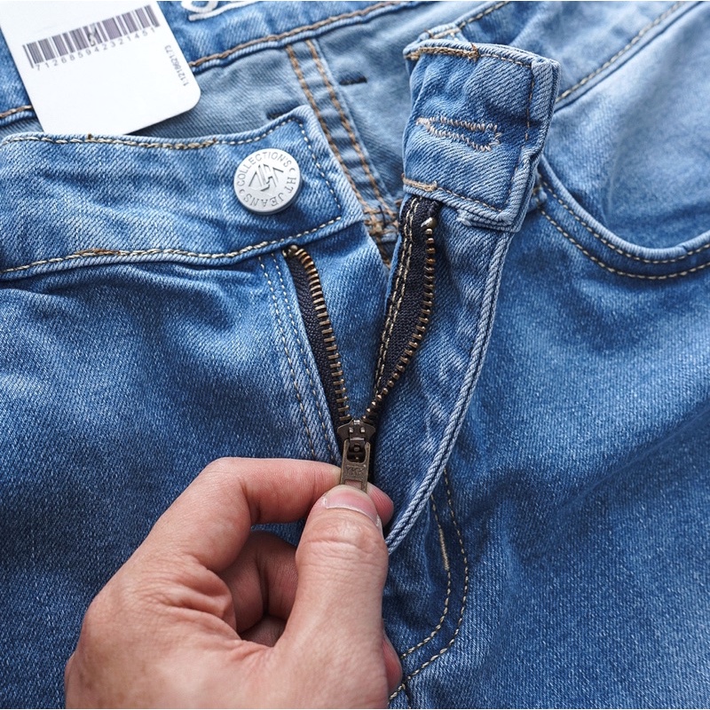 Quần jean nam co giãn nhẹ màu xanh biển BIGSIZE < 130kg