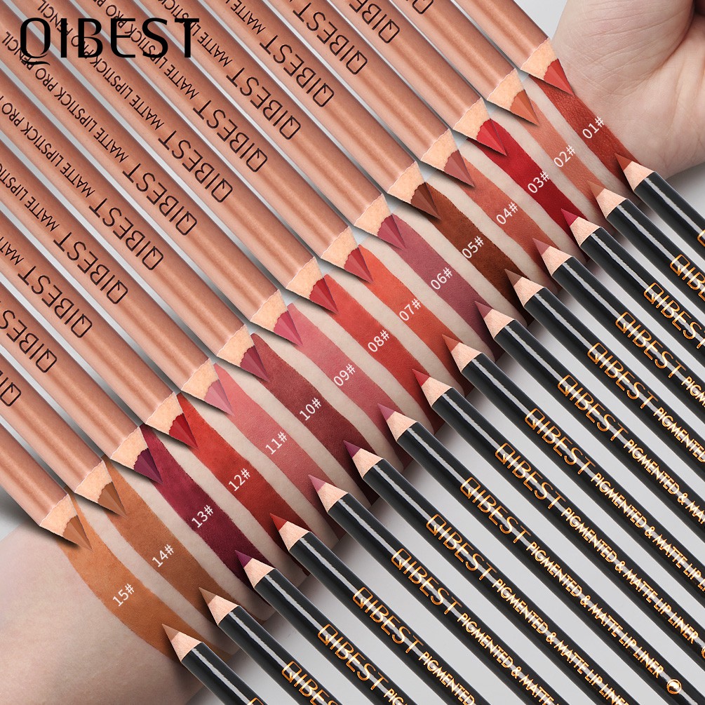 Set chì kẻ viền môi và son môi dạng bút Qibest giữ ẩm cao cấp gồm 15 màu sắc 20g | BigBuy360 - bigbuy360.vn