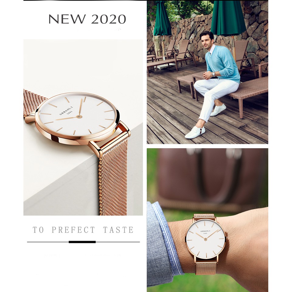 Đồng hồ nam GEBAOLI 1995 thời trang, lịch lãm, dây thép nhuyễn tuyệt đẹp, mặt mỏng, 2 kim độc đáo ( Mã: AGEB01 )