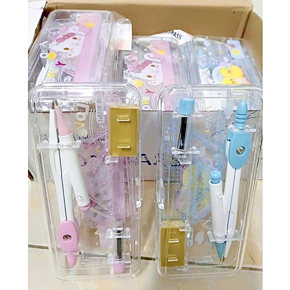 Bộ Compa Chì Kim 7 Món Cao Cấp, Compa Học Sinh Dễ Thương Cao Cấp