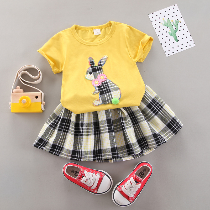 2021 New Baby & Girl Cute Rabbit T-shirt with Dress Set, 1-5 Years Old Baby Clothing, Baby Girls Fashion, Girls Fashion,  Baby Fashion, Kids Fashion, Girls T-shirt and Dress Set - BabyBee's Store - BB00060