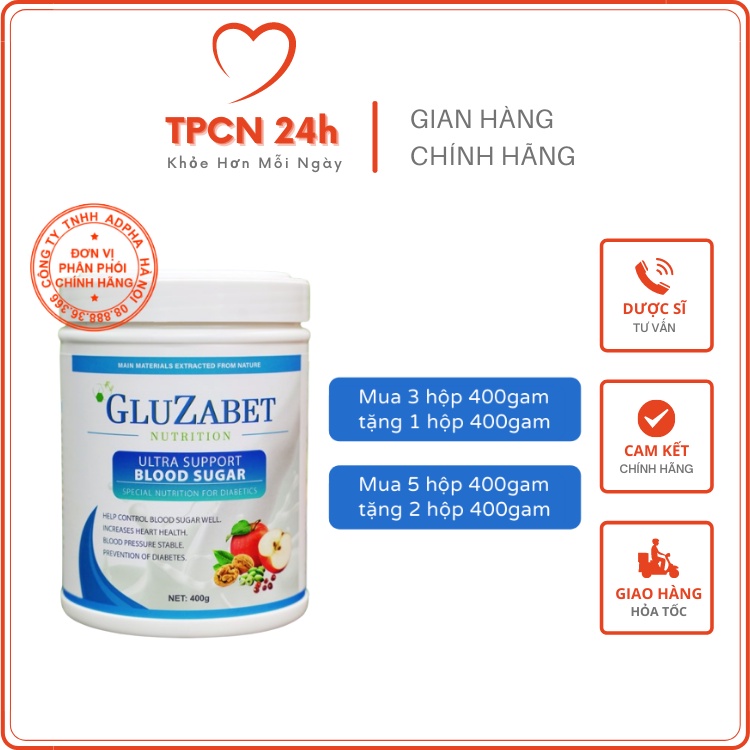 Sữa Tiểu Đường Gluzabet 400 Gram - Sữa dinh dưỡng chuyên biệt dành cho người tiểu đường